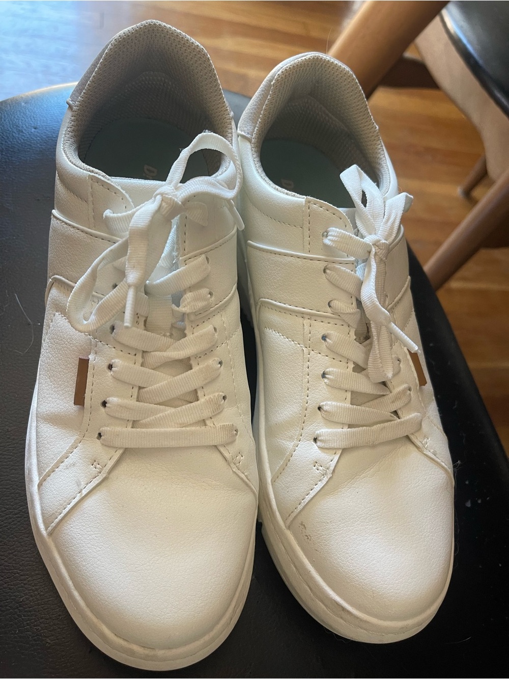 Dr. Scholl's White Platform Sneakers with Taupe Accent